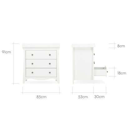 CuddleCo Clara 3 Drawer Dresser & Changer - White
